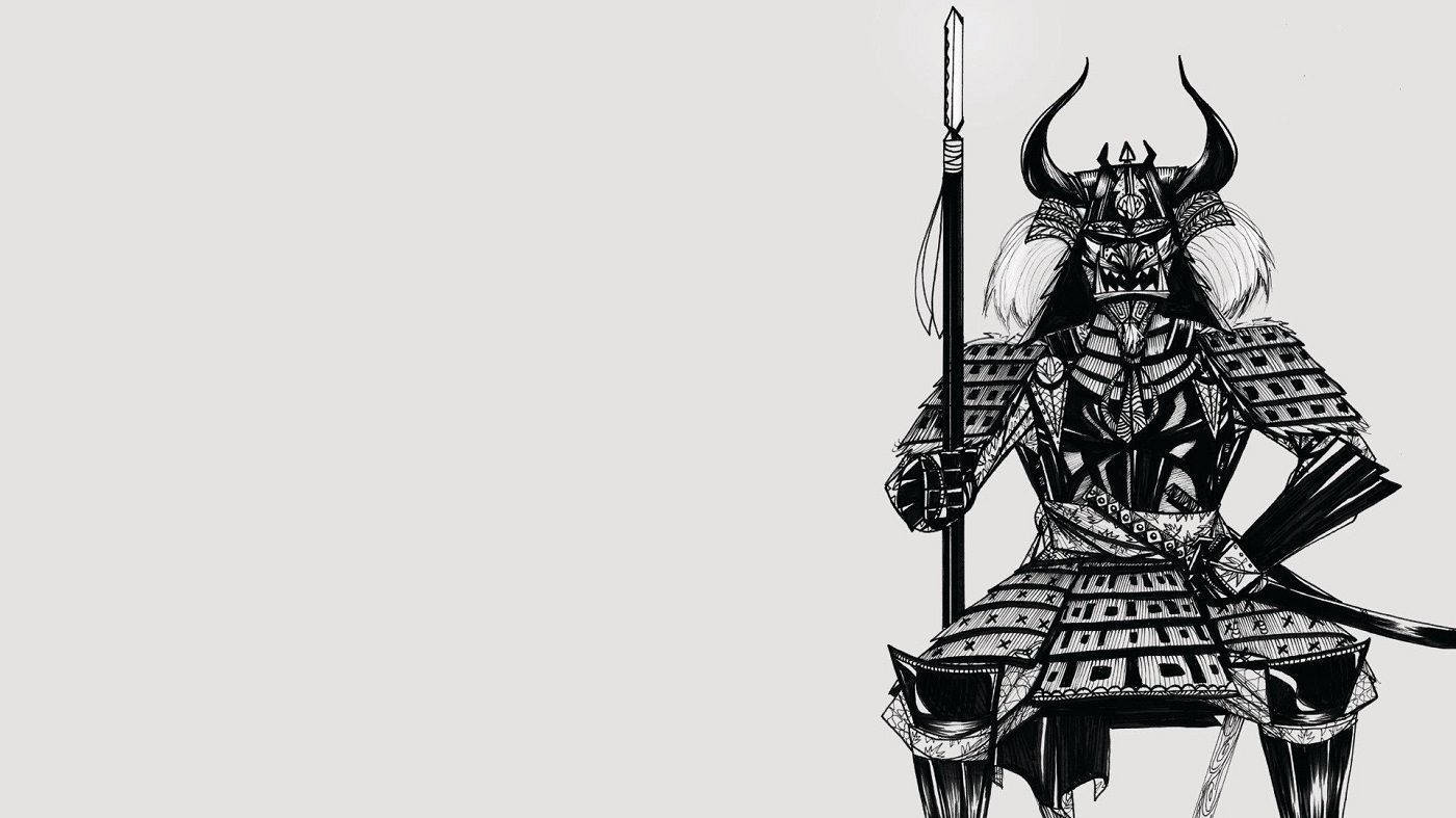 Japanese Samurai Spear And Katana Background