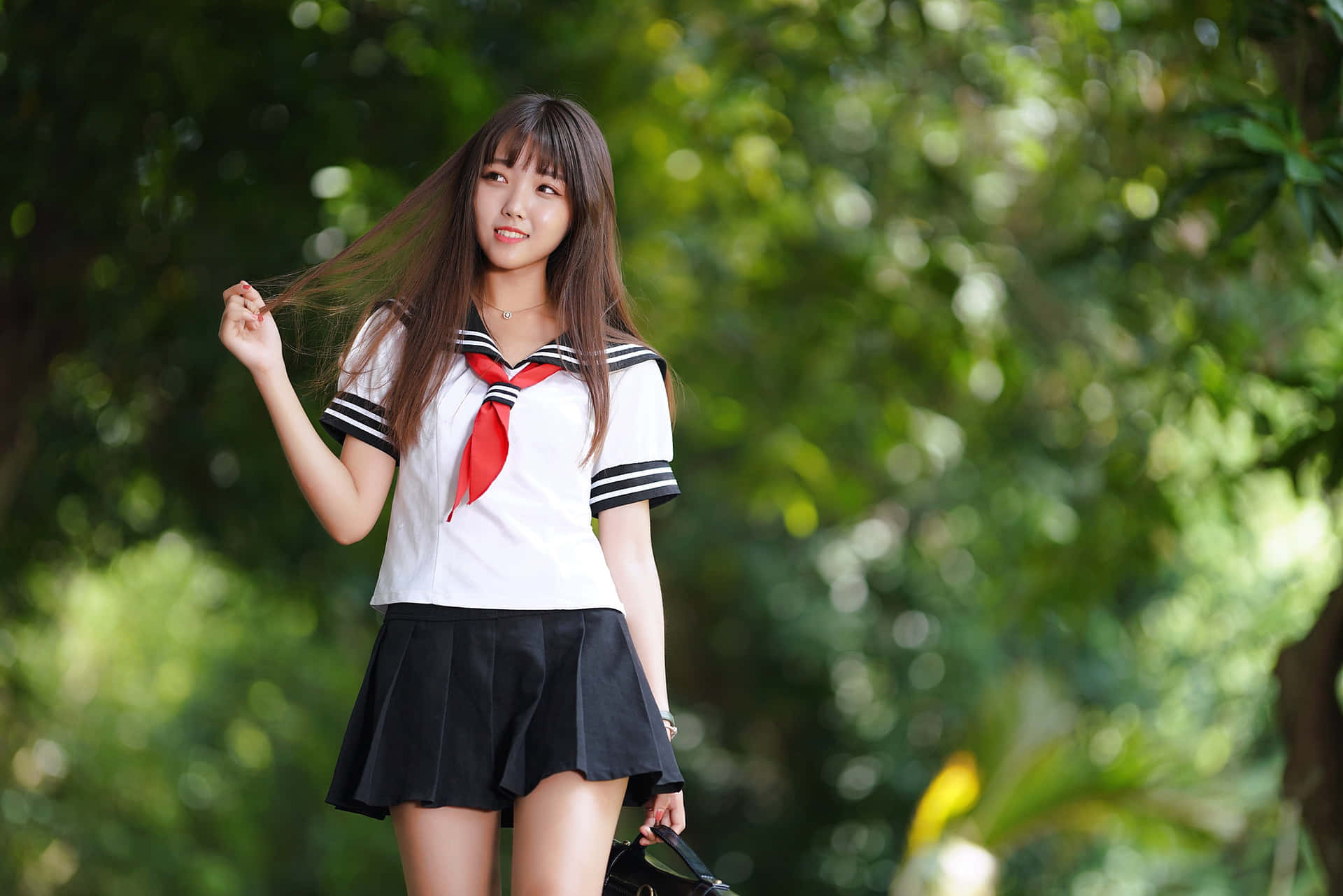 Japanese School Girl Walks