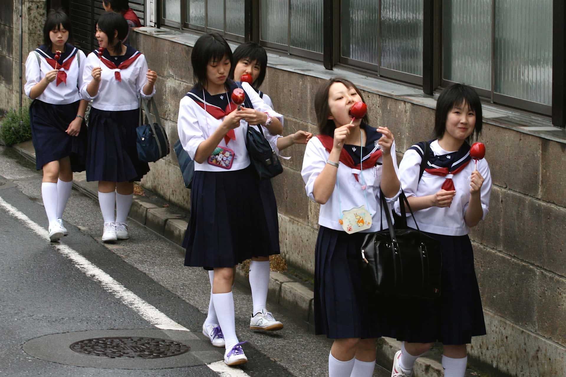 Japanese School Girls Eating