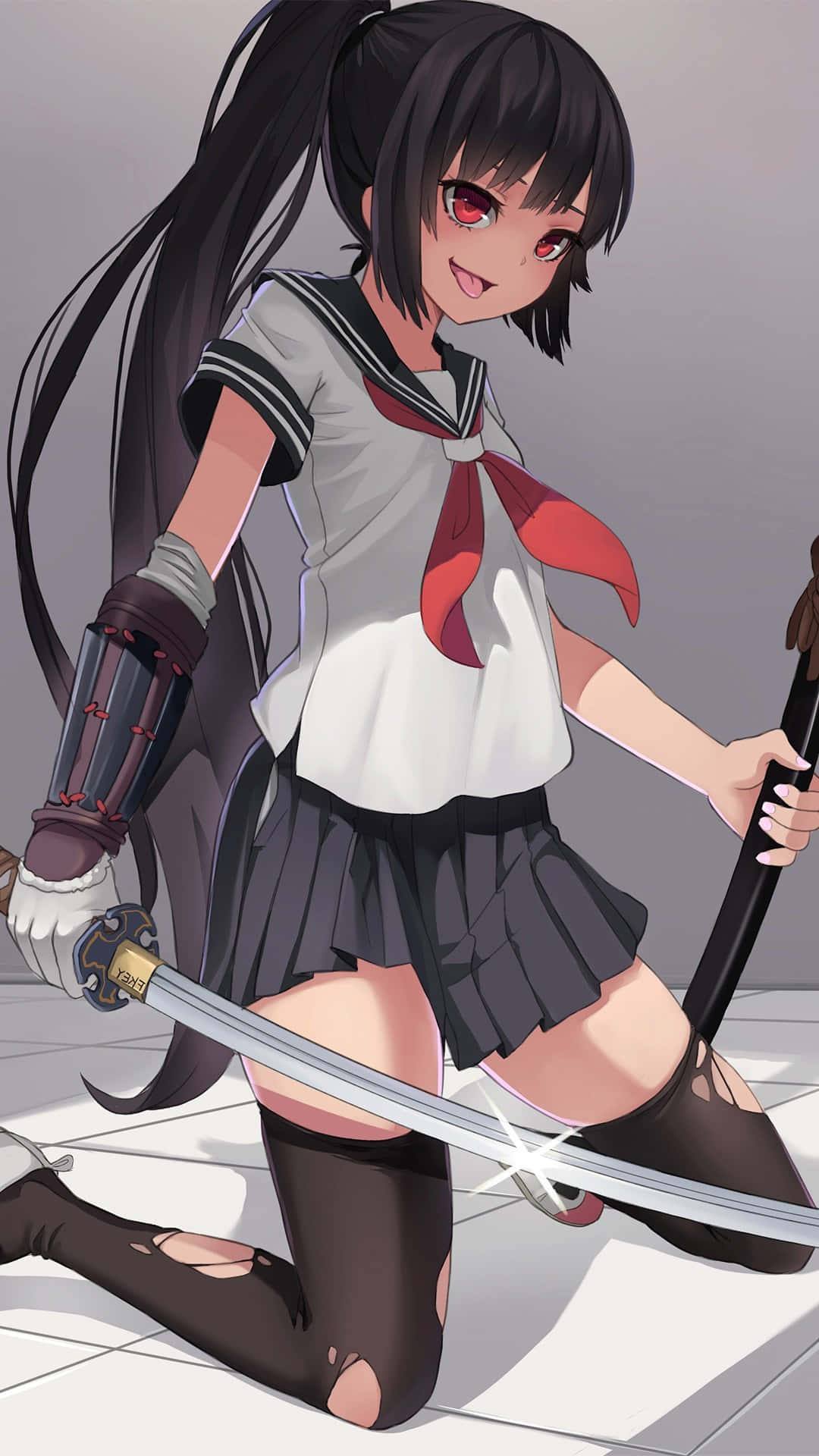 Japanese School Katana Girl Background