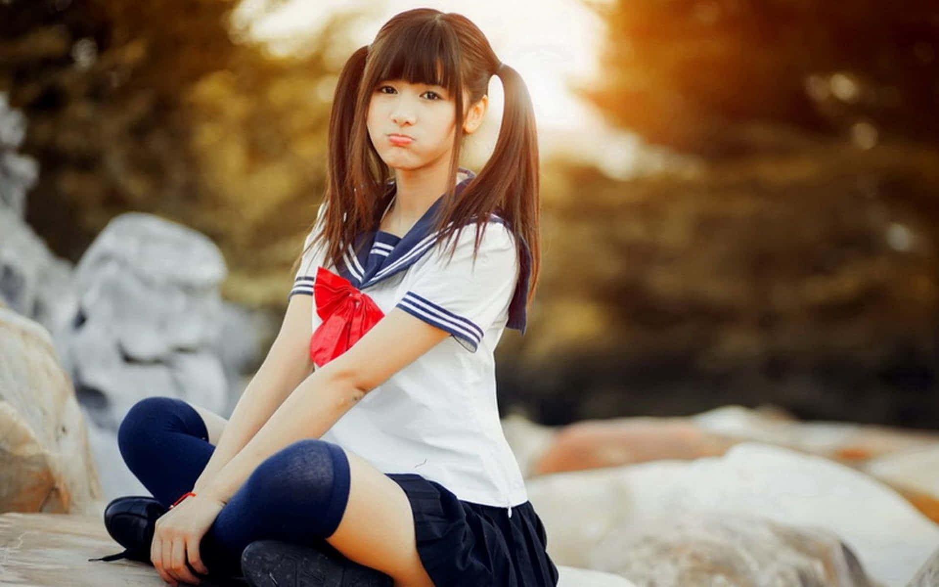 Japanese School Kawaii Girl Background