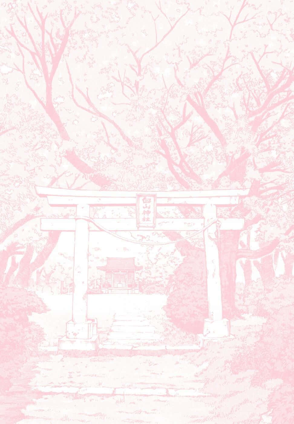 Japanese Shrine Arch Entrance Pastel Aesthetic Anime