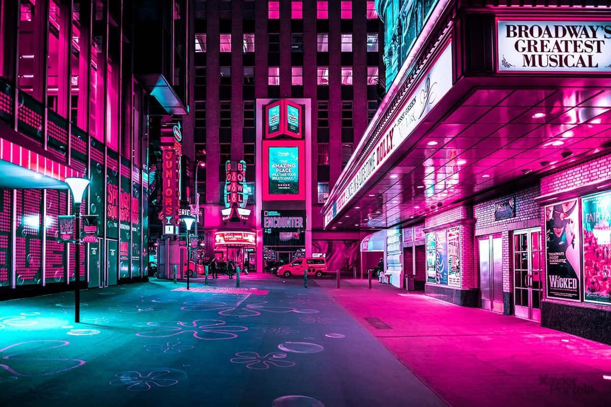 Japanese Street Pink Neon Light Background