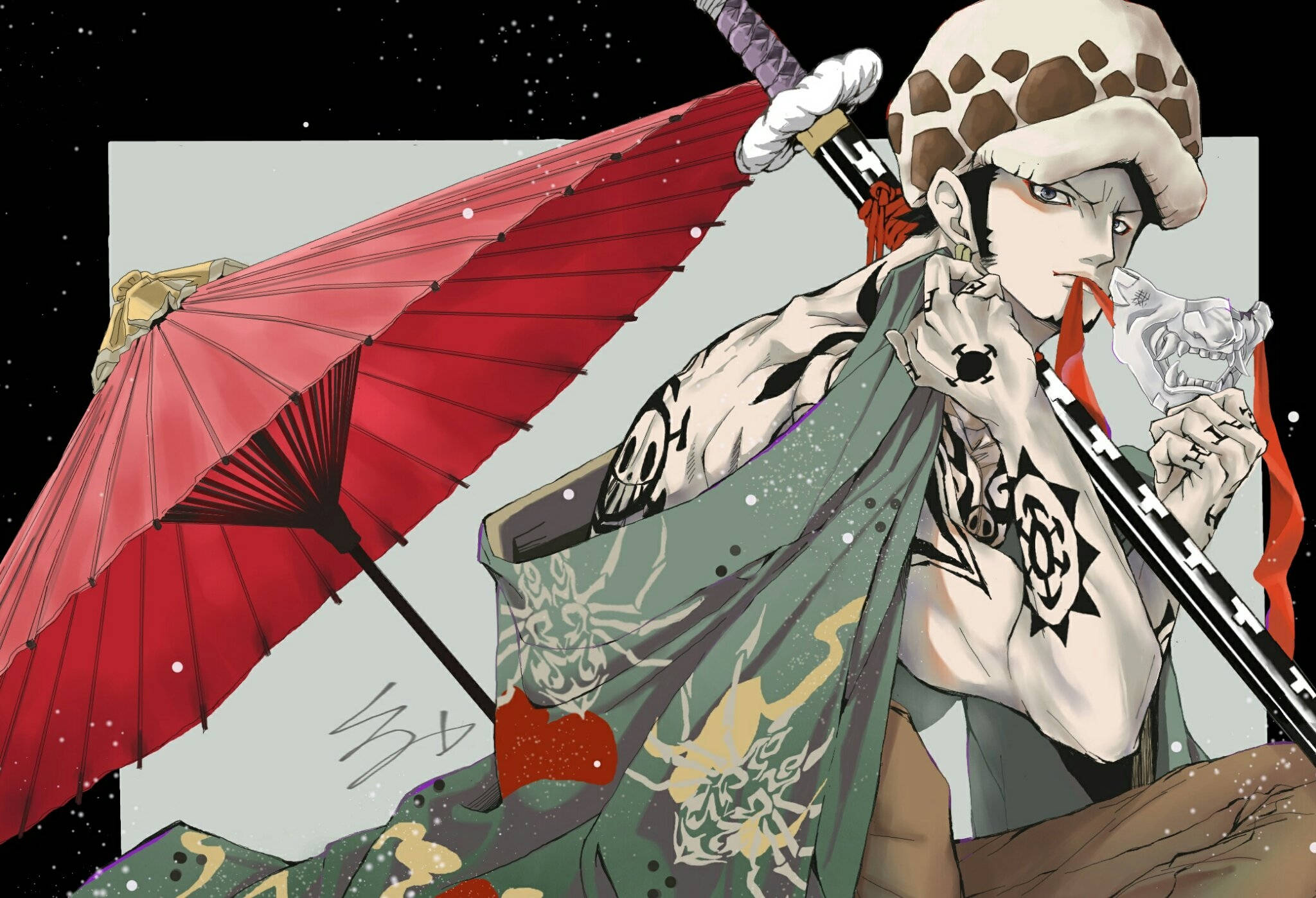 Japanese Theme Trafalgar Law One Piece Painting Background