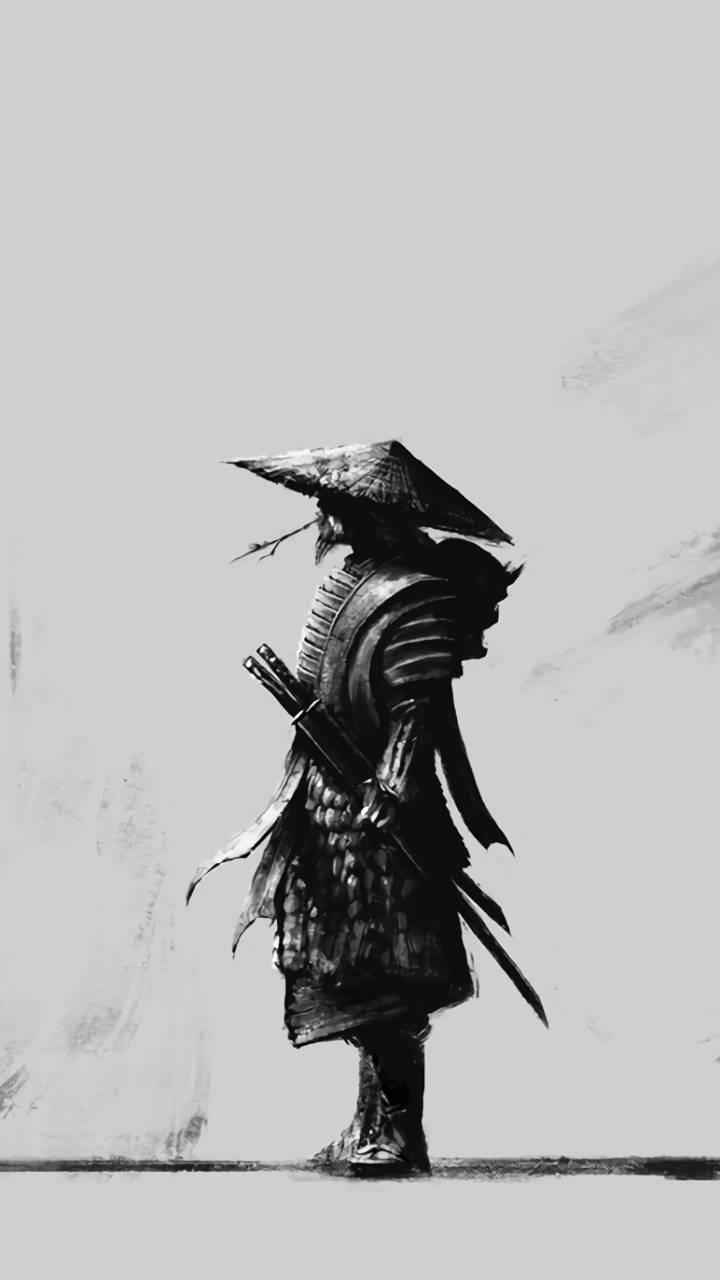 Japanese Warrior Seppuku Black And White Background
