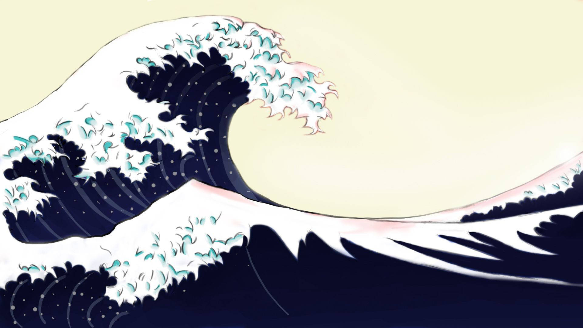 Japanese Wave Yellow Background Background