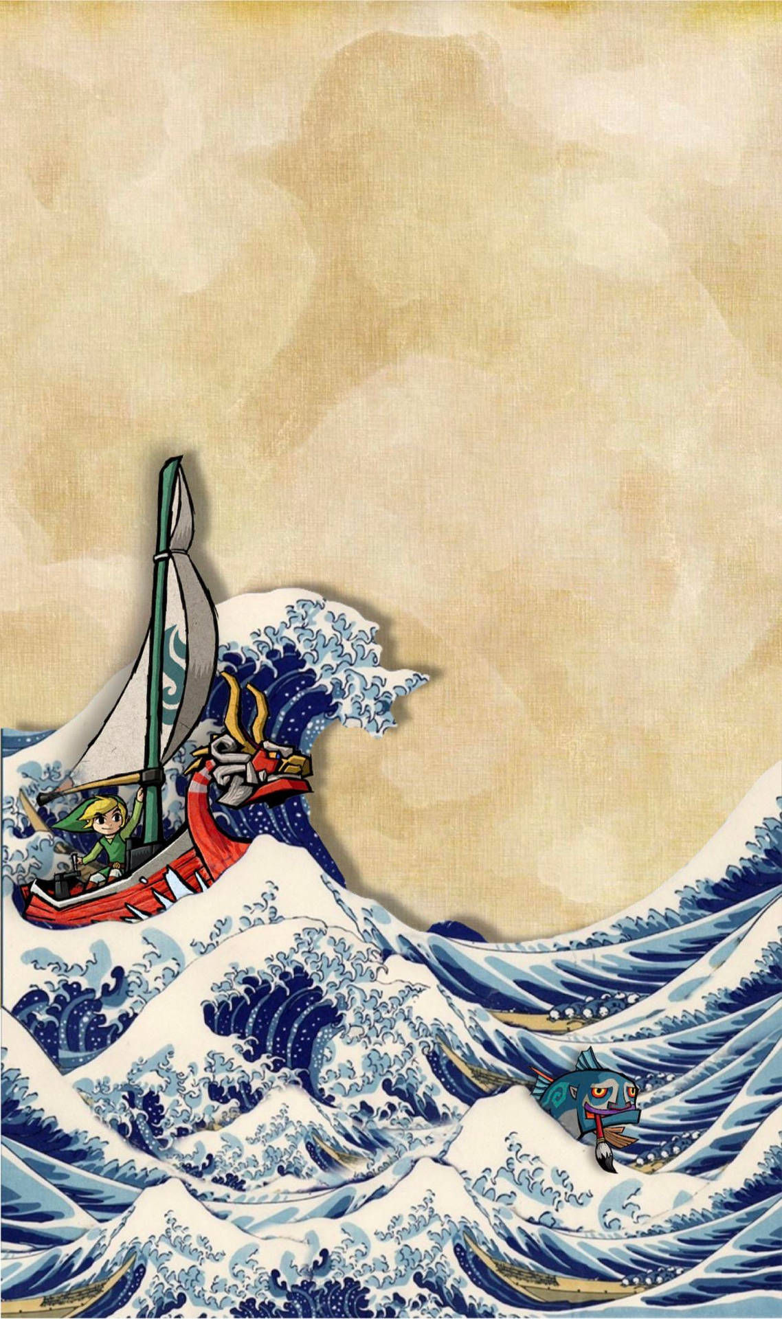 Japanese Waves And Wind Waker Background