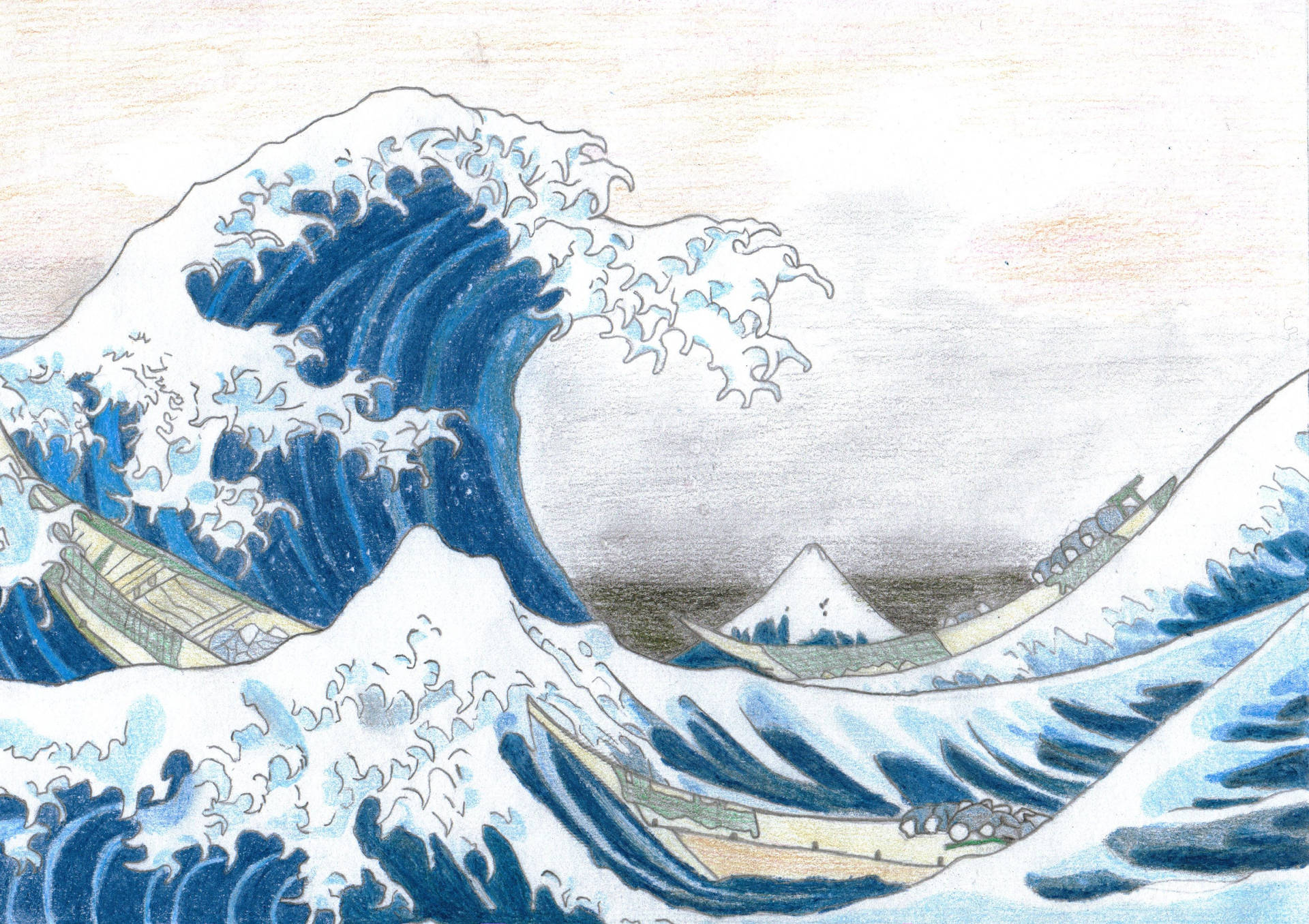 Japanese Waves Drawing
