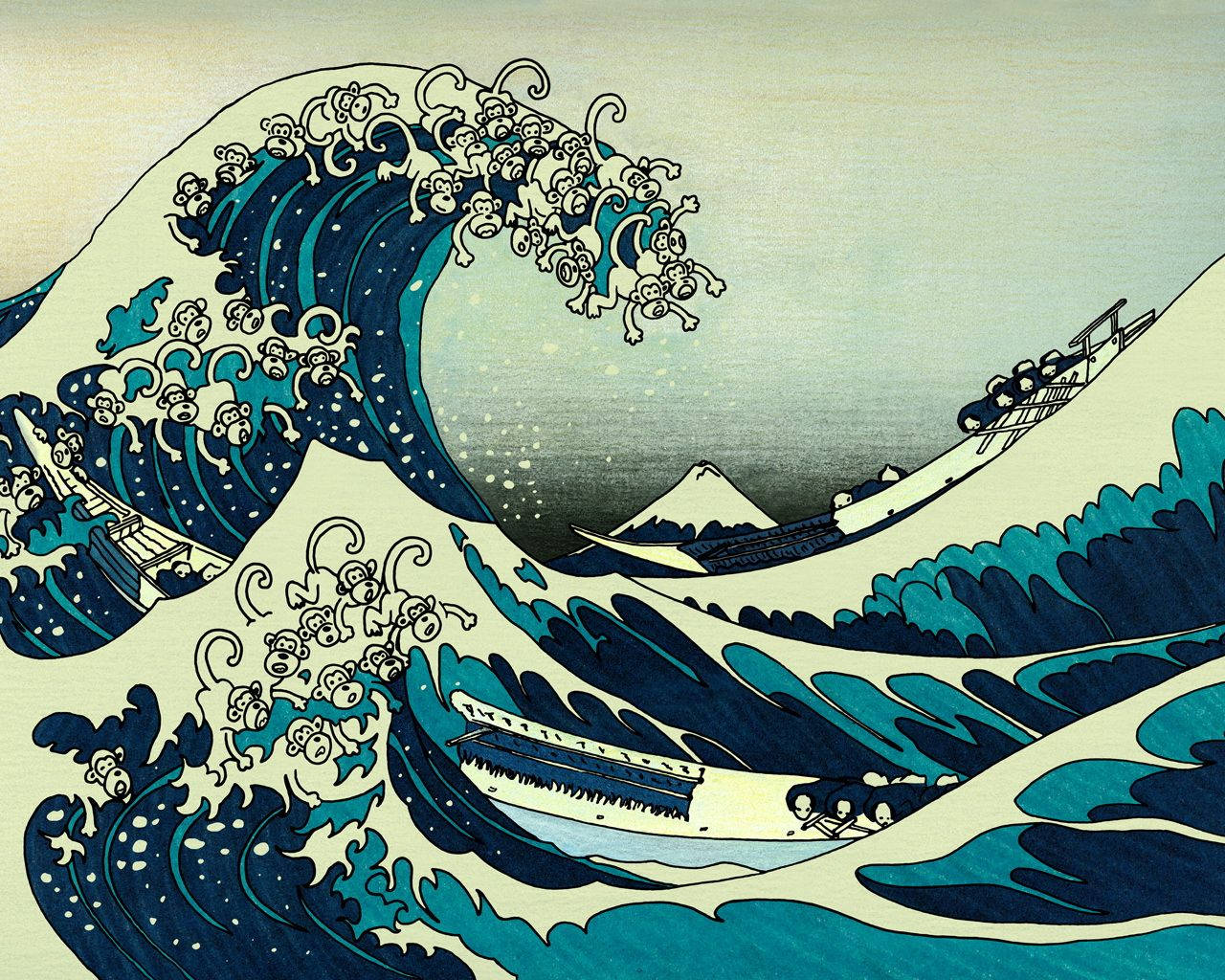 Japanese Waves Meme Background