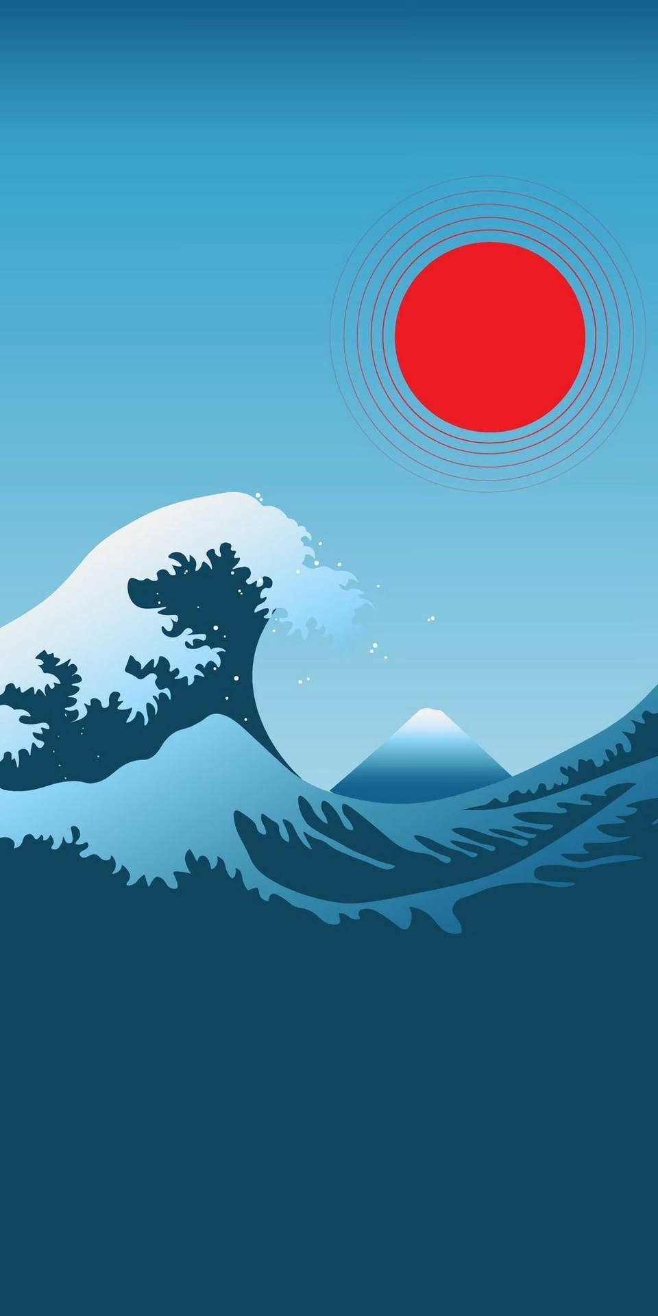 Japanese Waves Minimalism Art Background