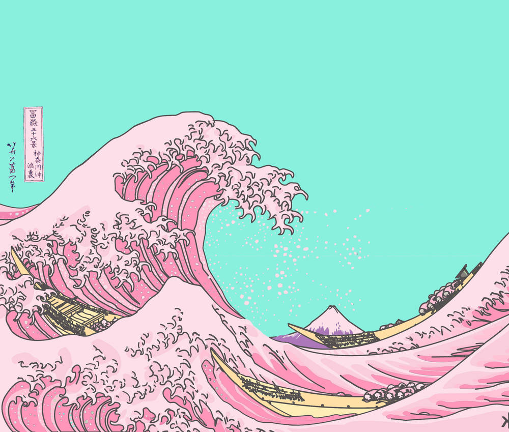 Japanese Waves Pastel Aesthetic Background