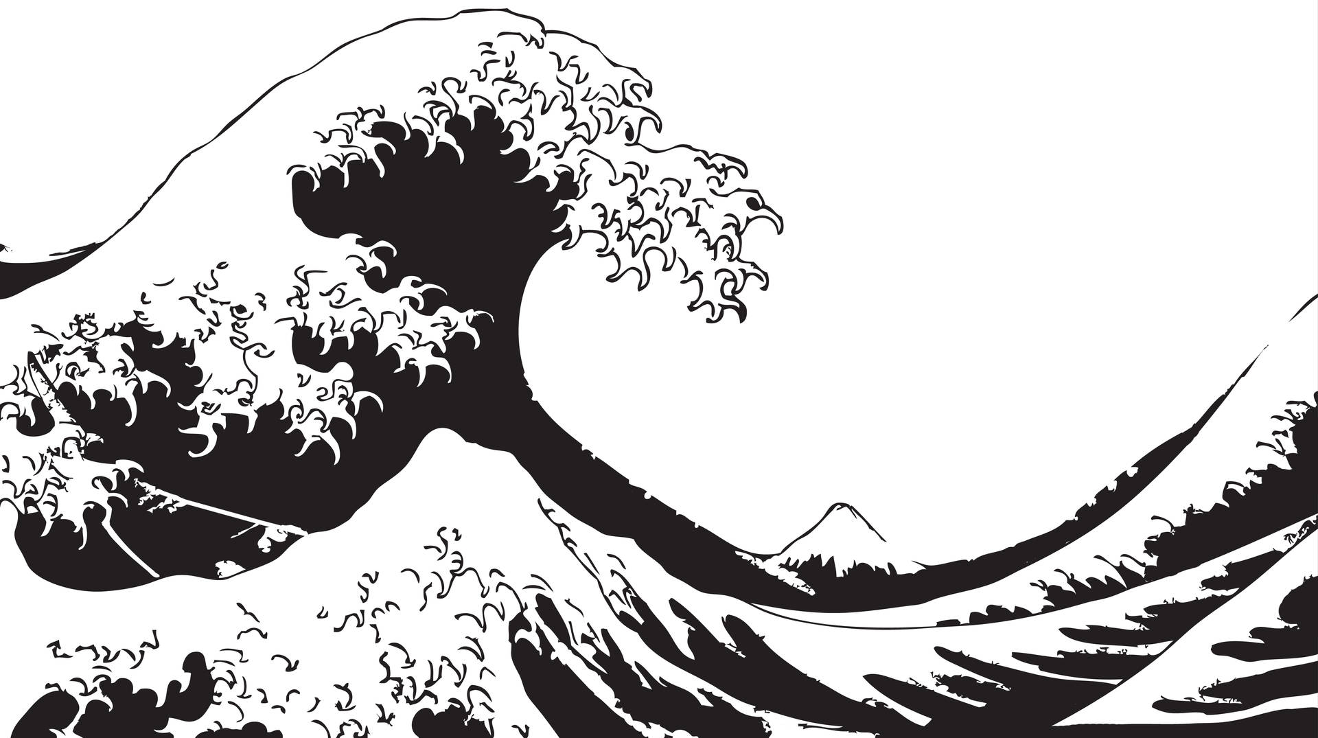 Japanese Waves Sketch Background
