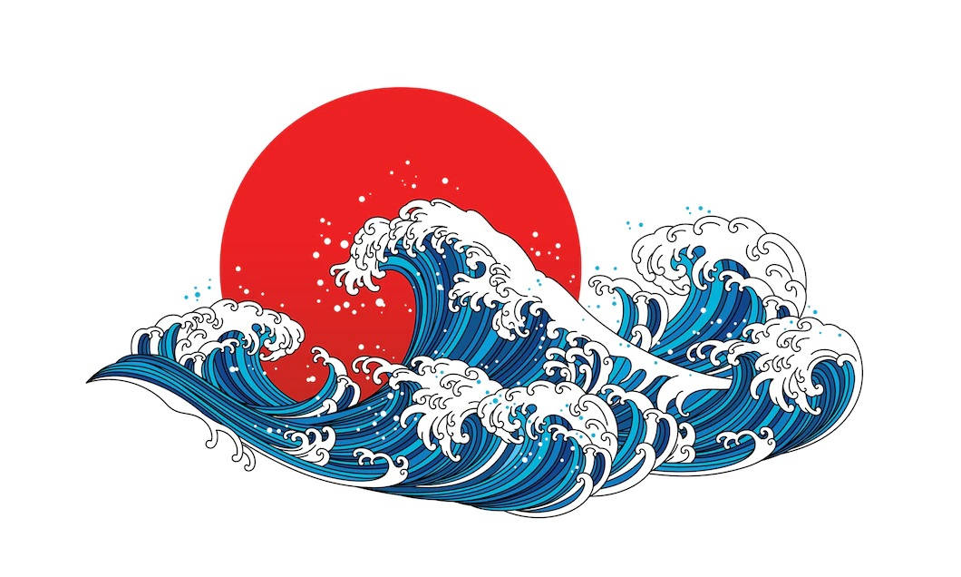 Japanese Waves Traditional Art Background