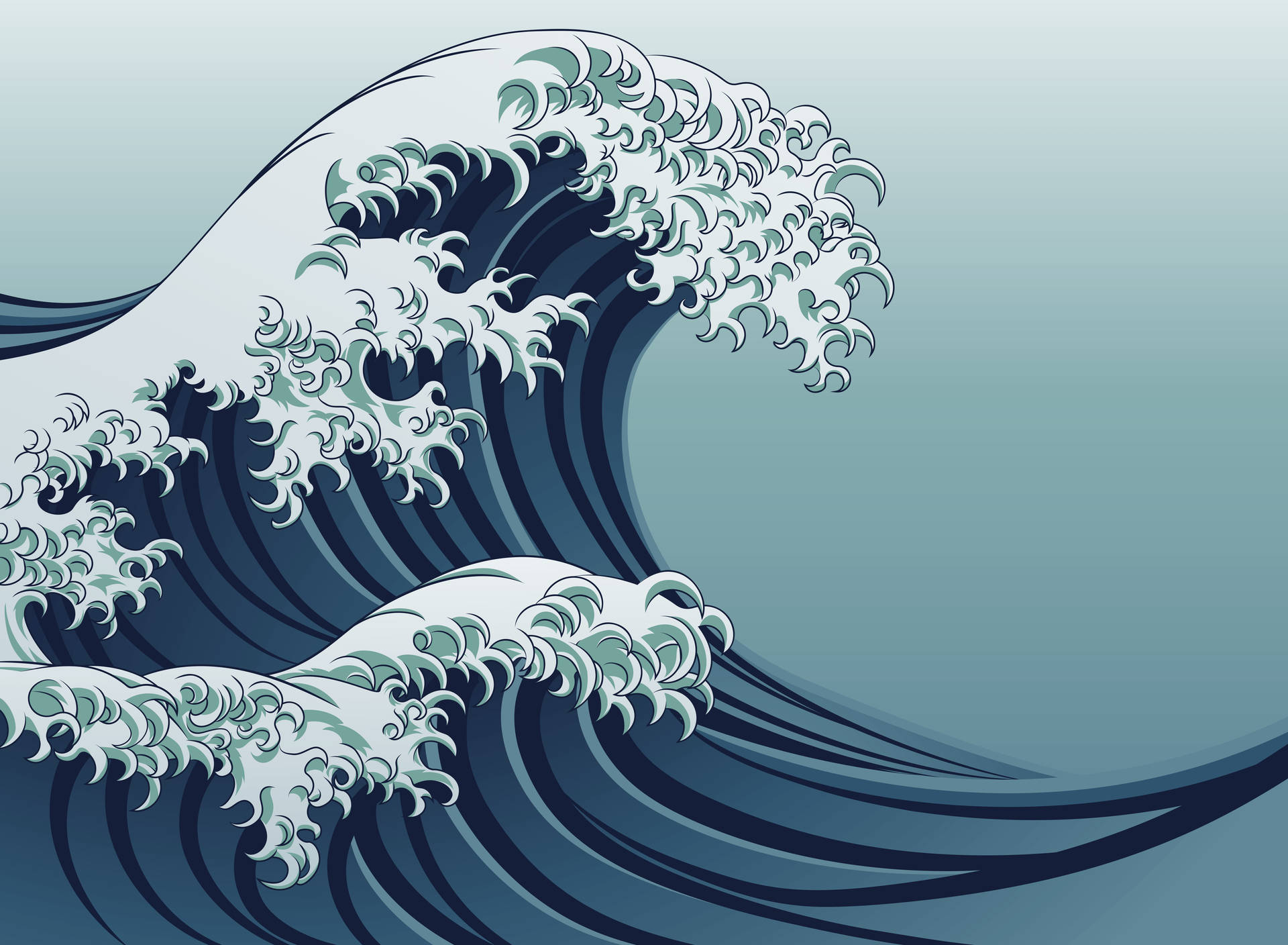 Japanese Waves Vector Art Background
