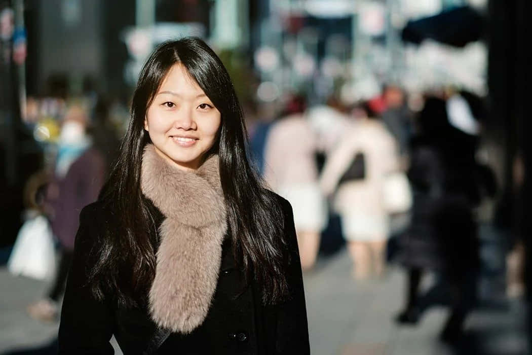 Japanese Women In Cold Wear Background