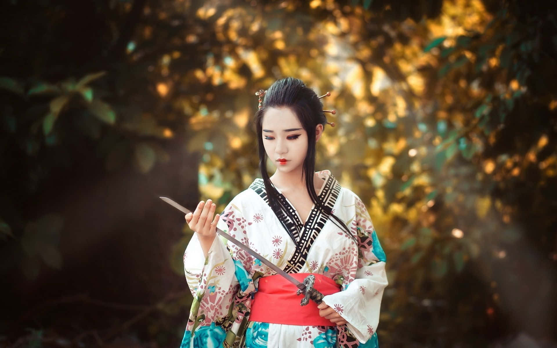 Japanese Women In Outdoors Background