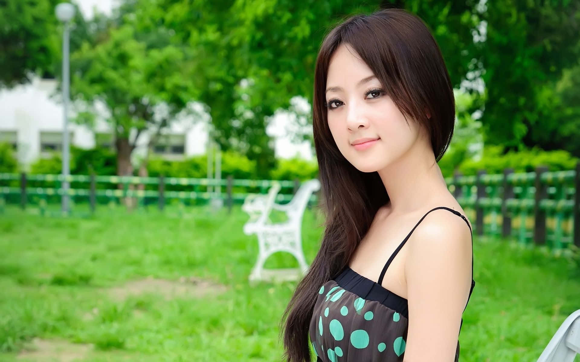 Japanese Women In Park Background