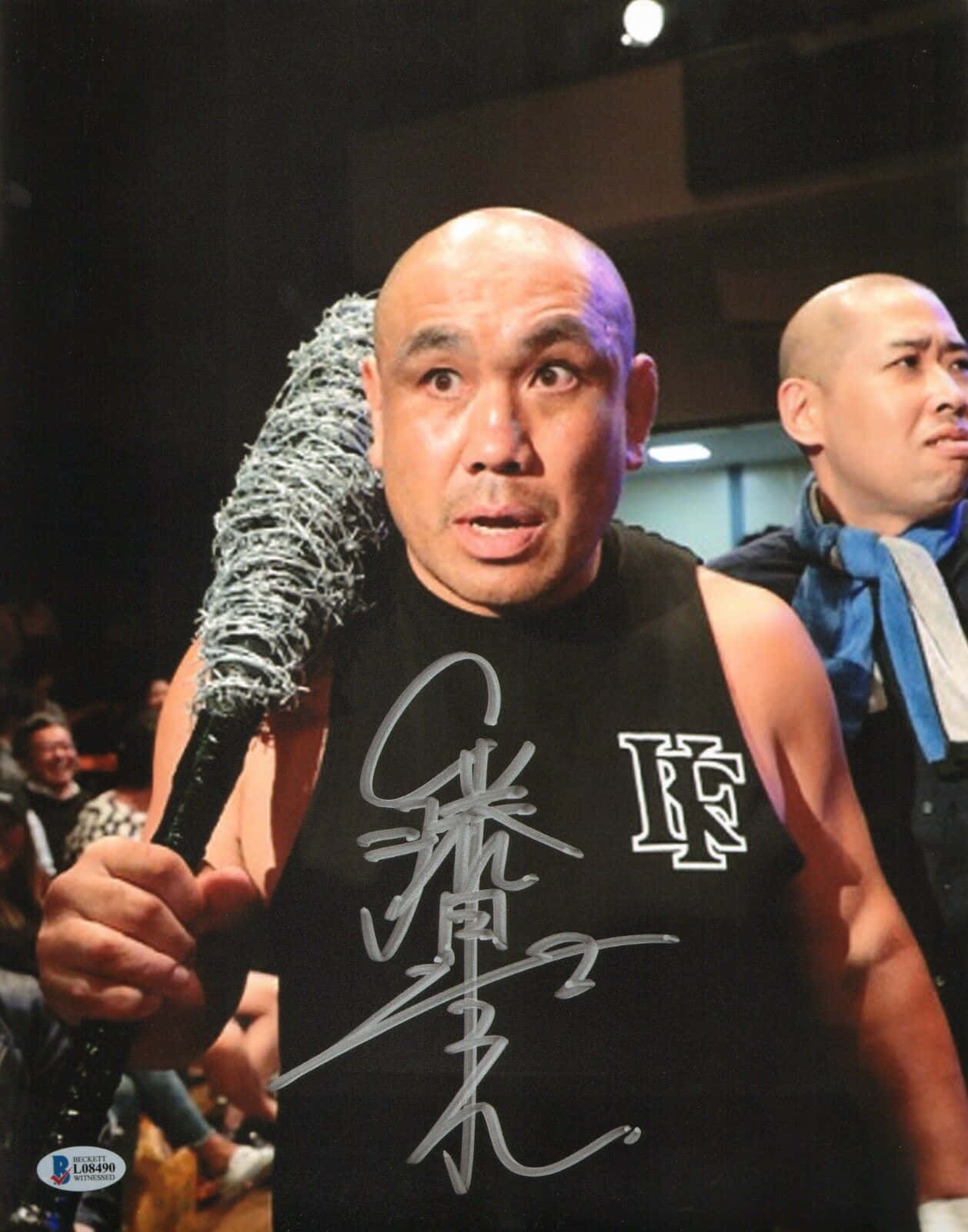 Japanese Wrestling Athlete Kazuyuki Fujita With Autograph Background