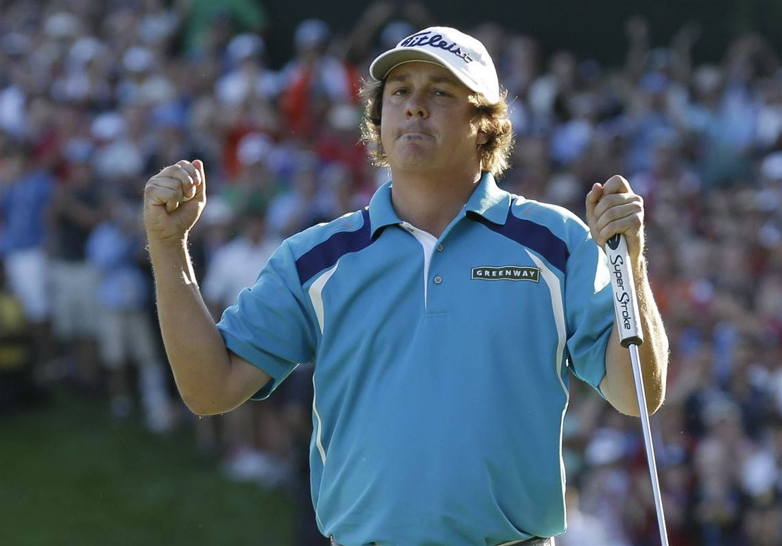 Jason Dufner Celebrates After A Successful Golf Shot Background