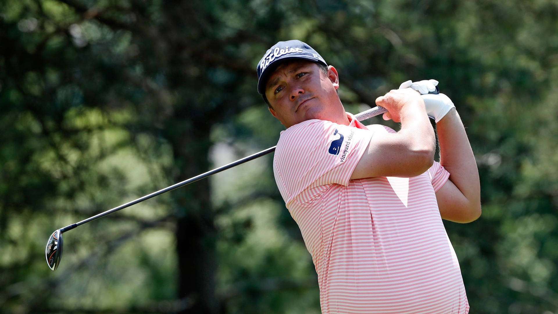 Jason Dufner In A Pink Shirt Background