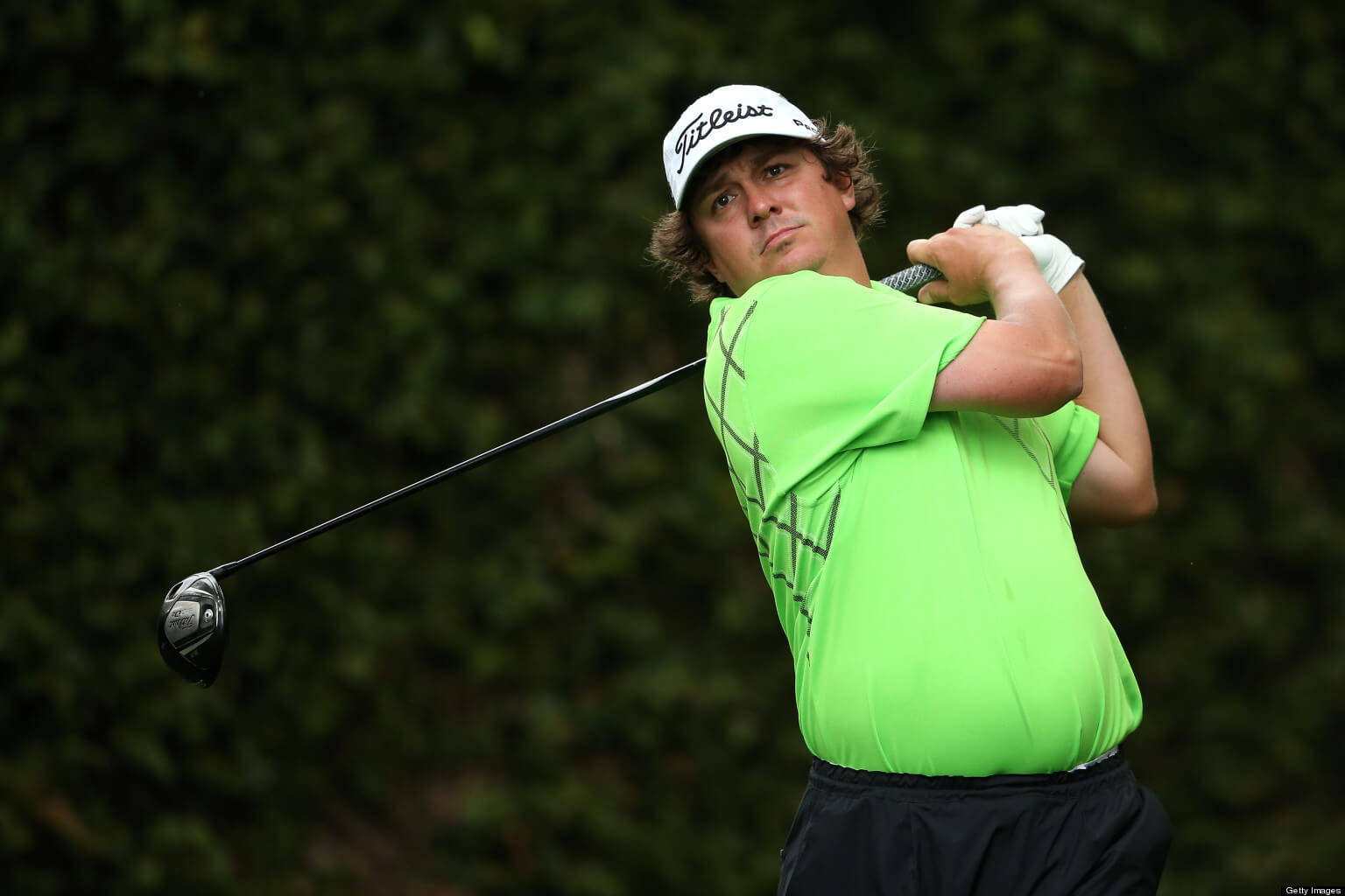 Jason Dufner Wearing Neon Green Shirt Background