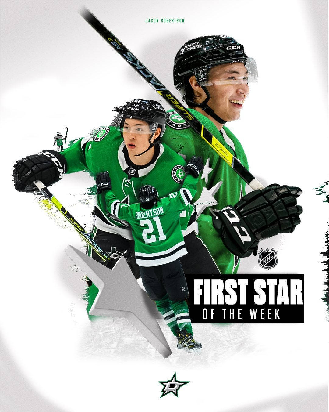 Jason Robertson Celebrating As The First Star Of The Week In Ice Hockey Background