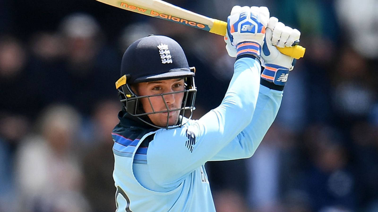 Jason Roy Raised Cricket Bat Background