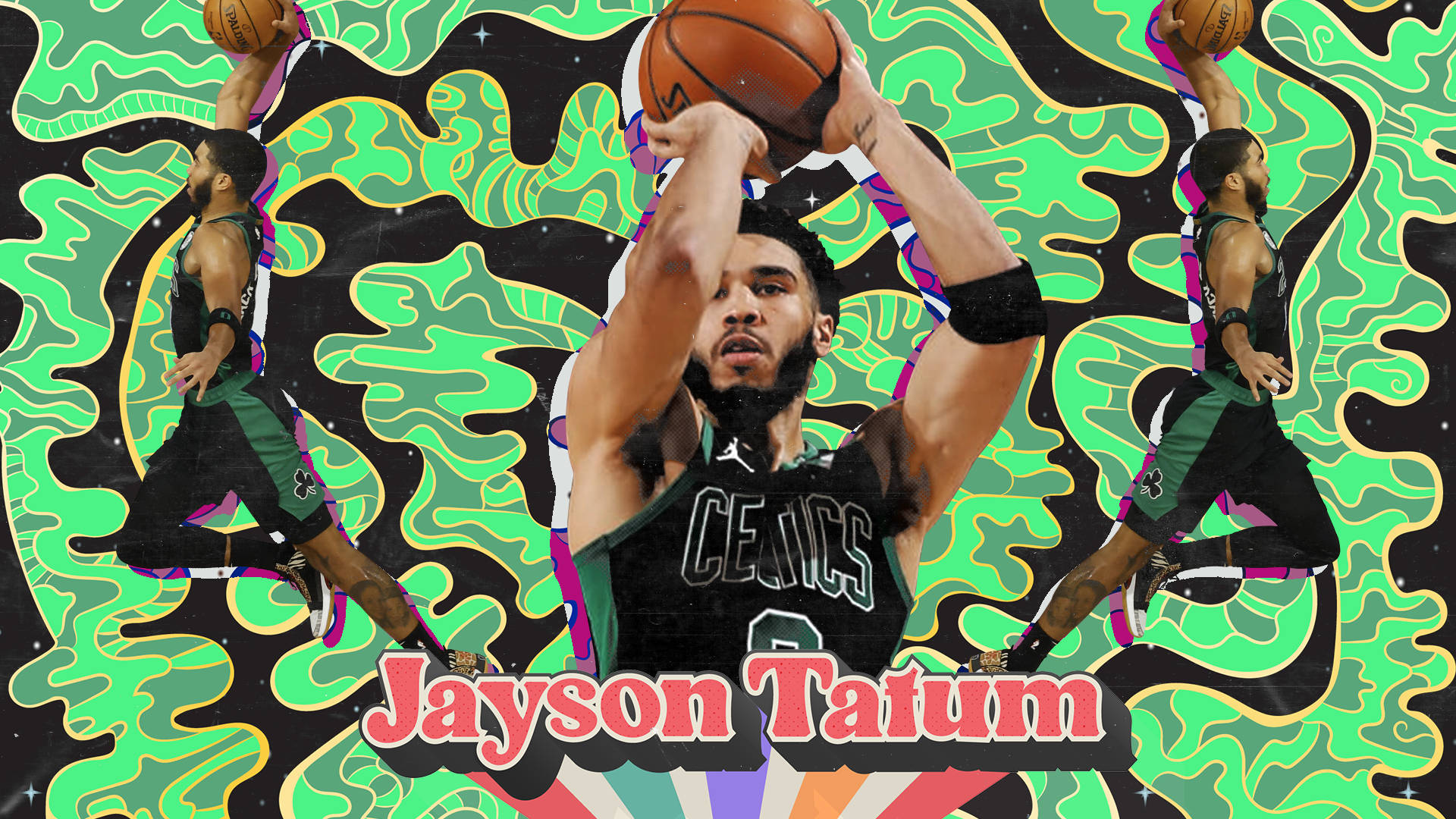 Jason Tatum Green Camouflage Design Background