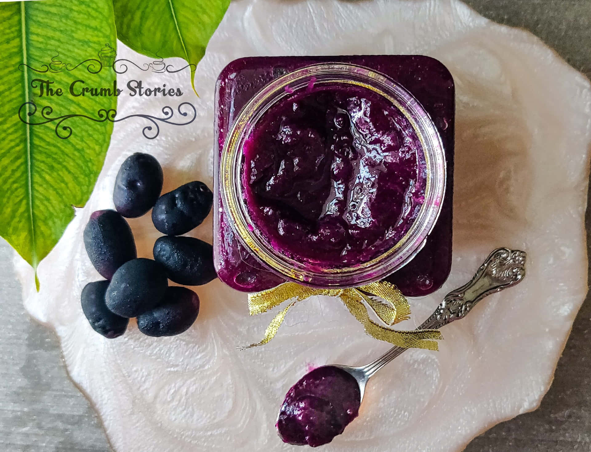 Java Plums Jar With A Golden Ribbon Background