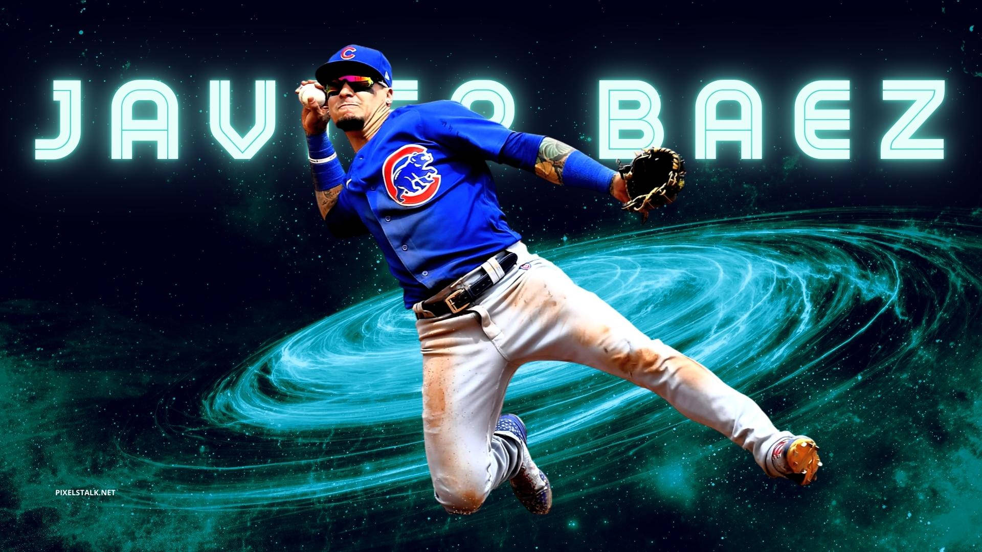 Javier Baez On Green Background