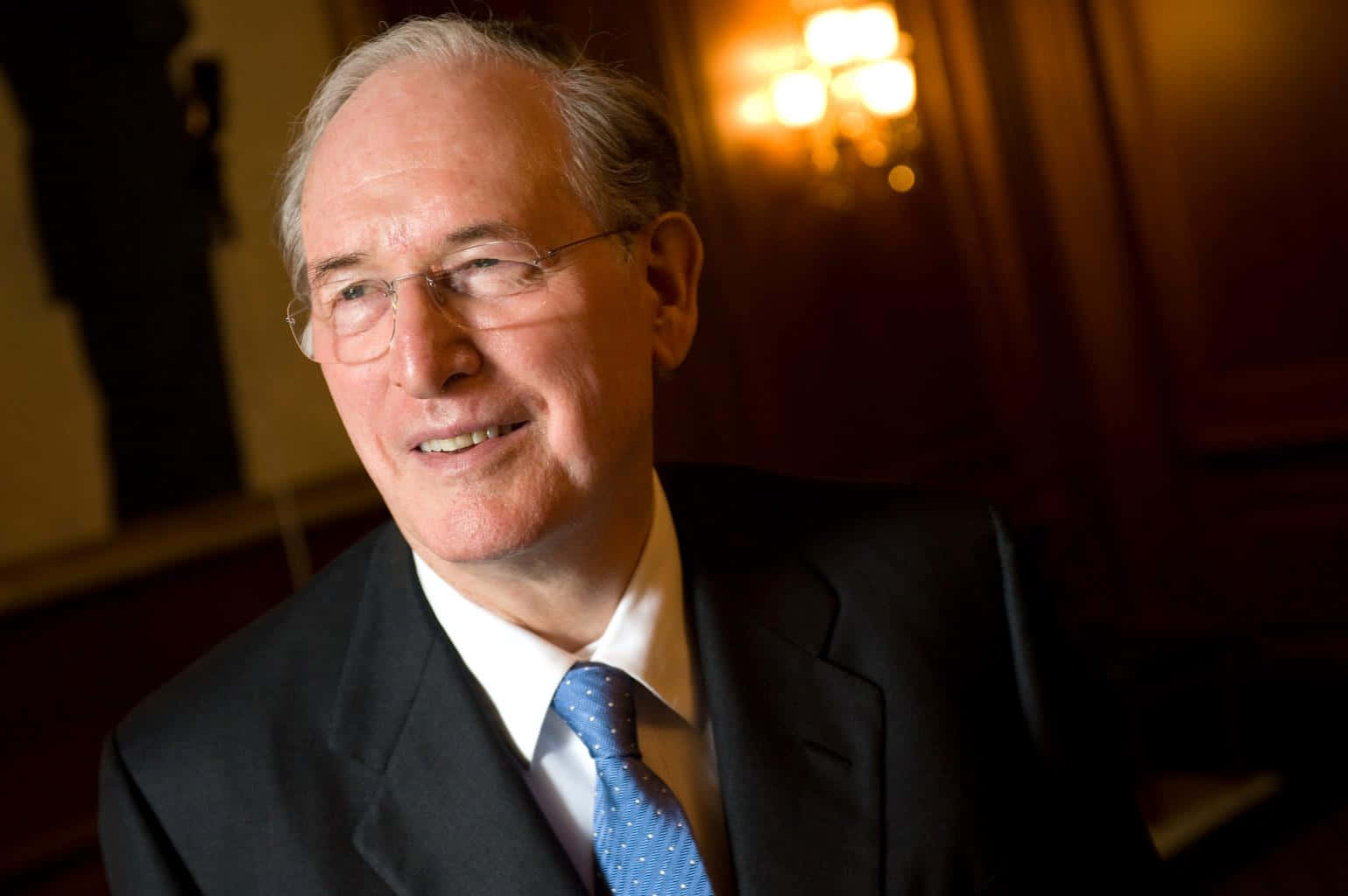 Jay Rockefeller Wearing Distinguished Blue Tie