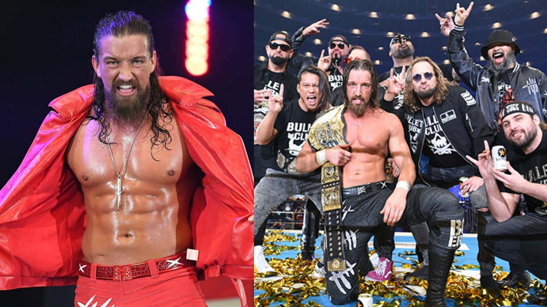 Jay White Wearing Red Outfit Background