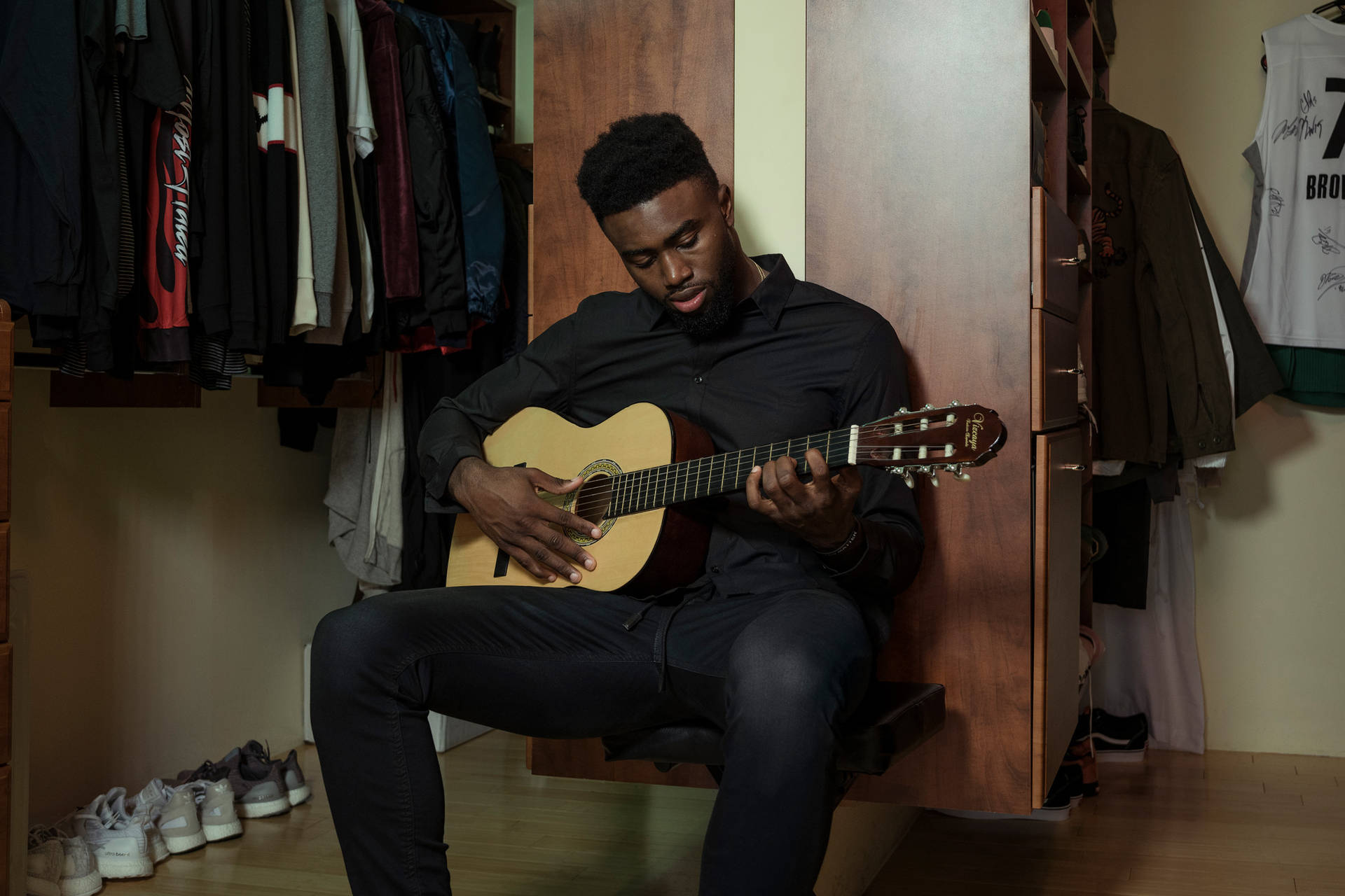 Jaylen Brown Playing Acoustic Guitar Background
