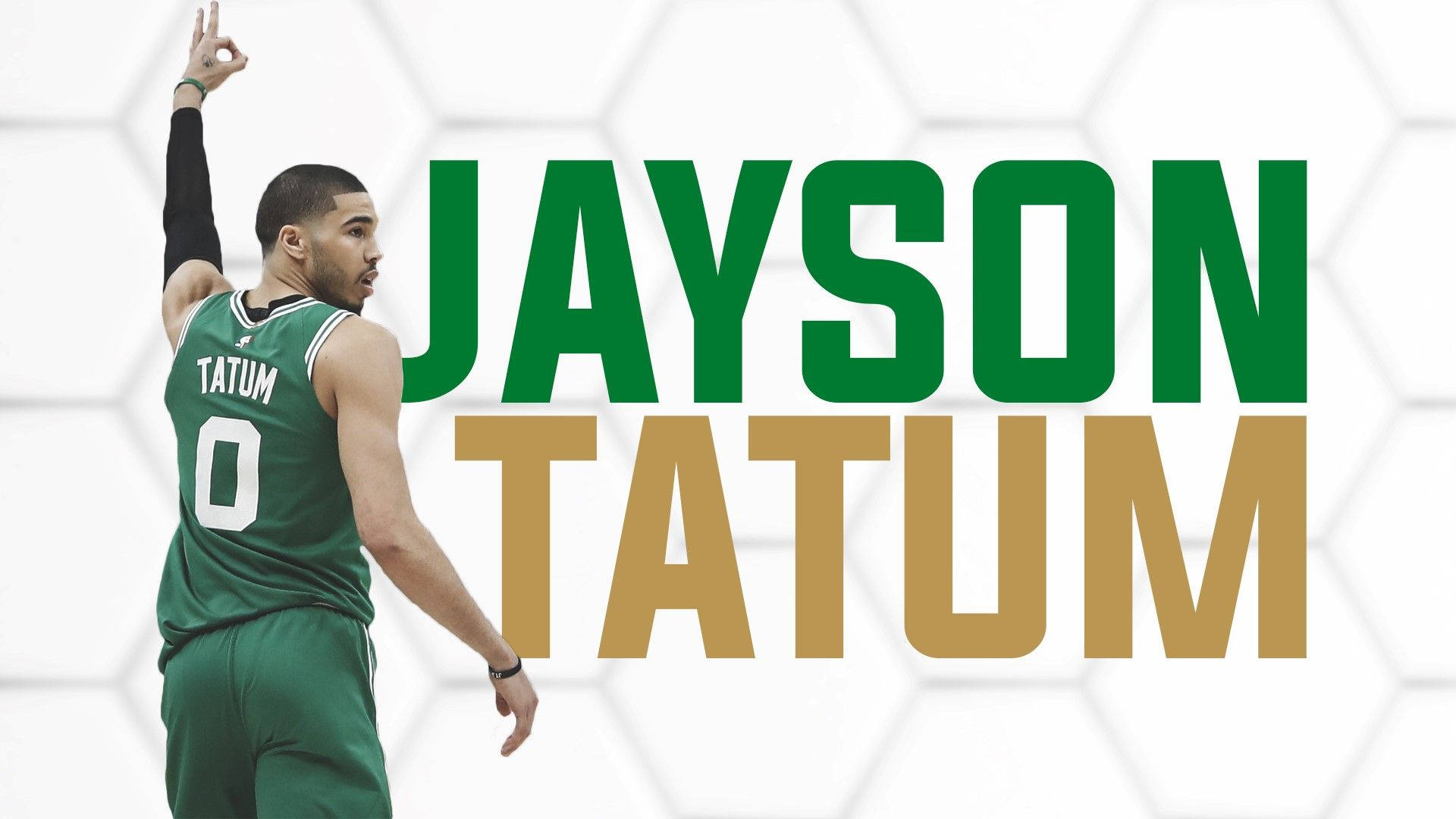 Jayson Tatum Green And Gold Name Background