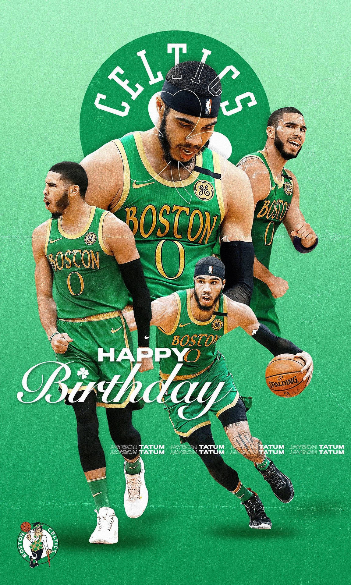 Jayson Tatum Green Happy Birthday Poster Background