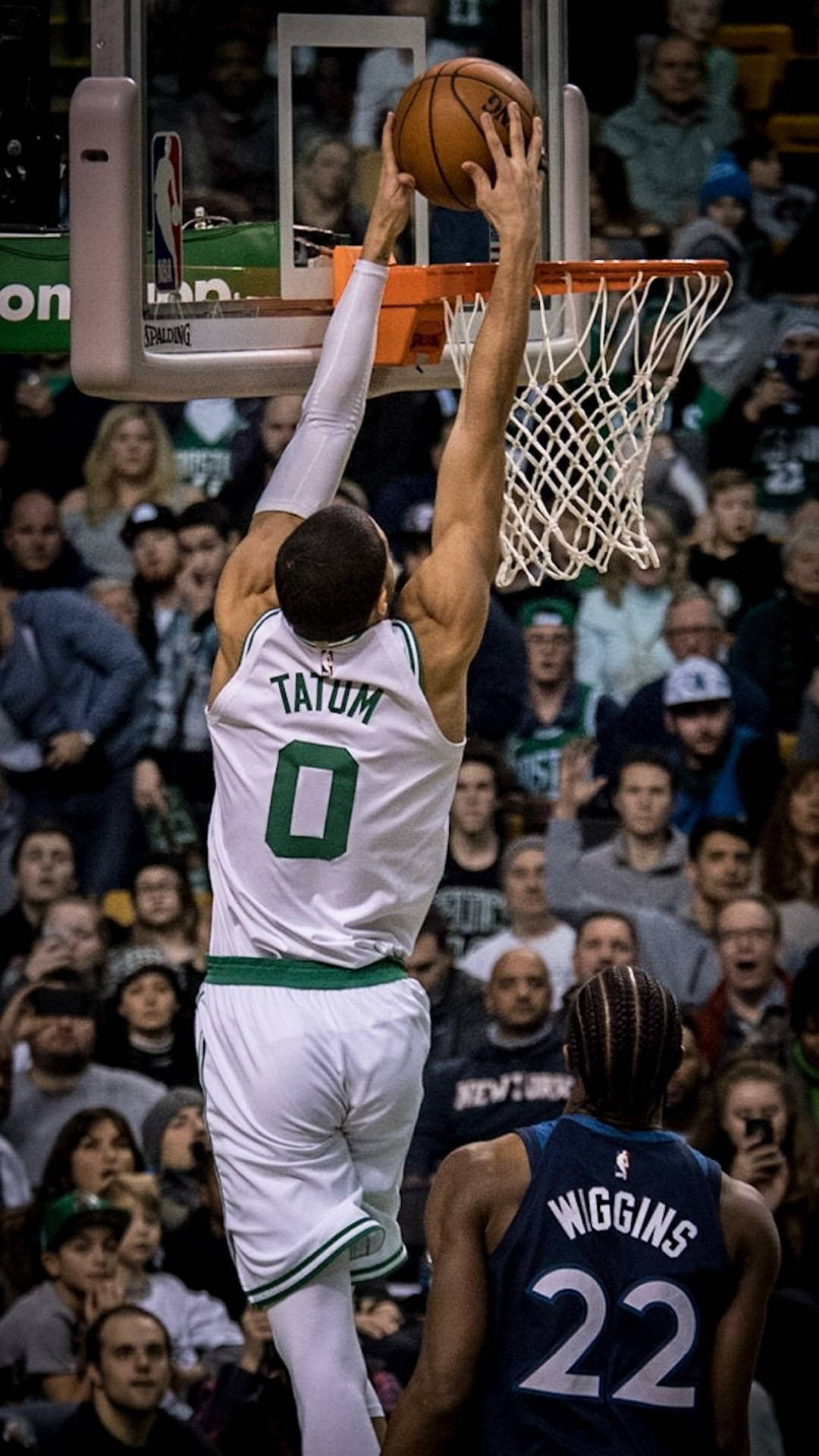 Jayson Tatum Mid-air Dunk Background