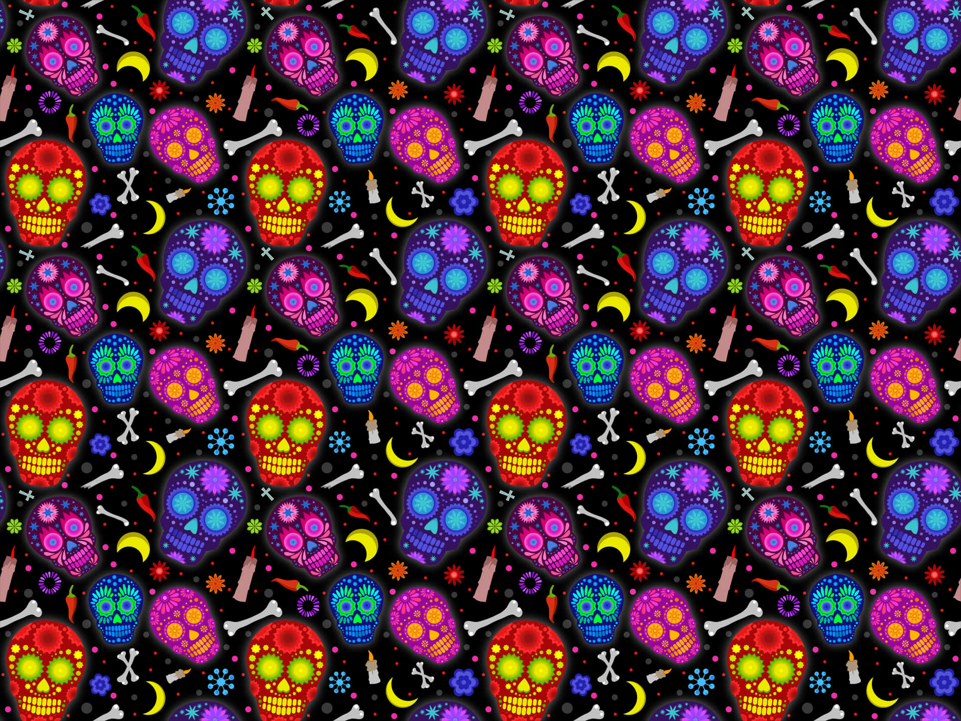 Jazz Up Your Look With A Colorful Sugar Skull Phone Background