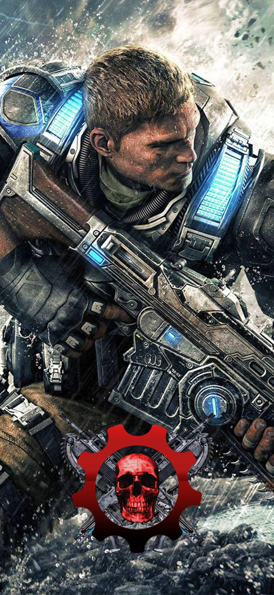 Jd Fenix Holding A Rifle Gears 5 Iphone Background