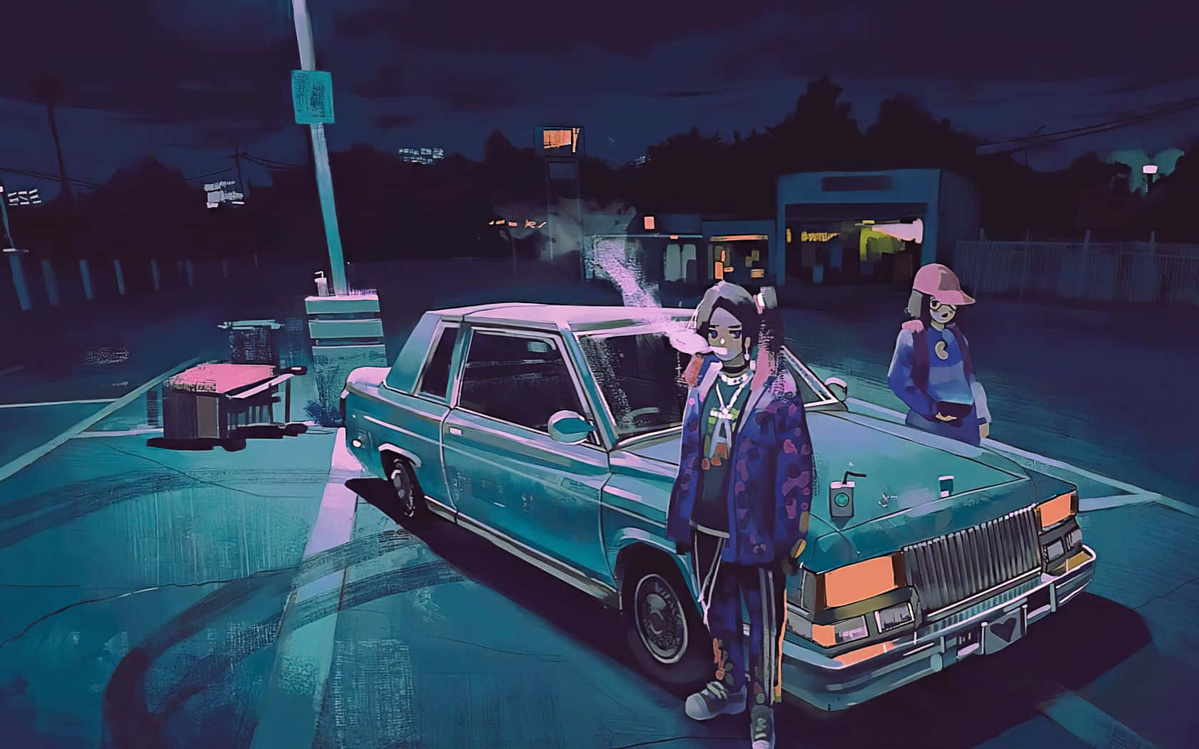 Jdm Anime Girl Smoking In A Grocery Store