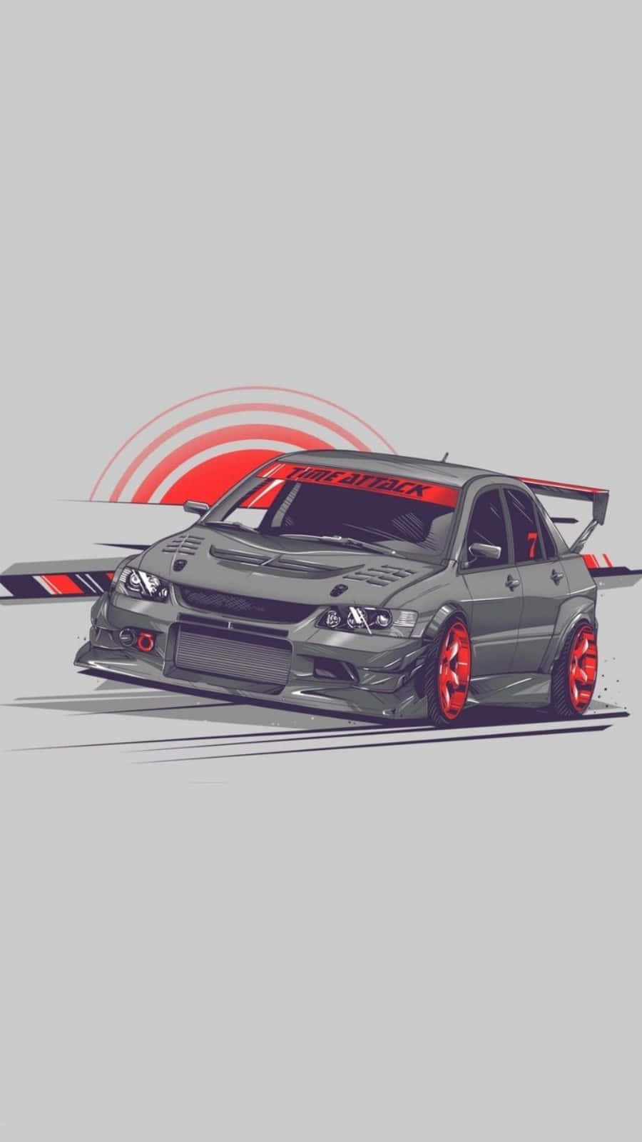 Jdm Art Mitsubishi Lancer Grey Background