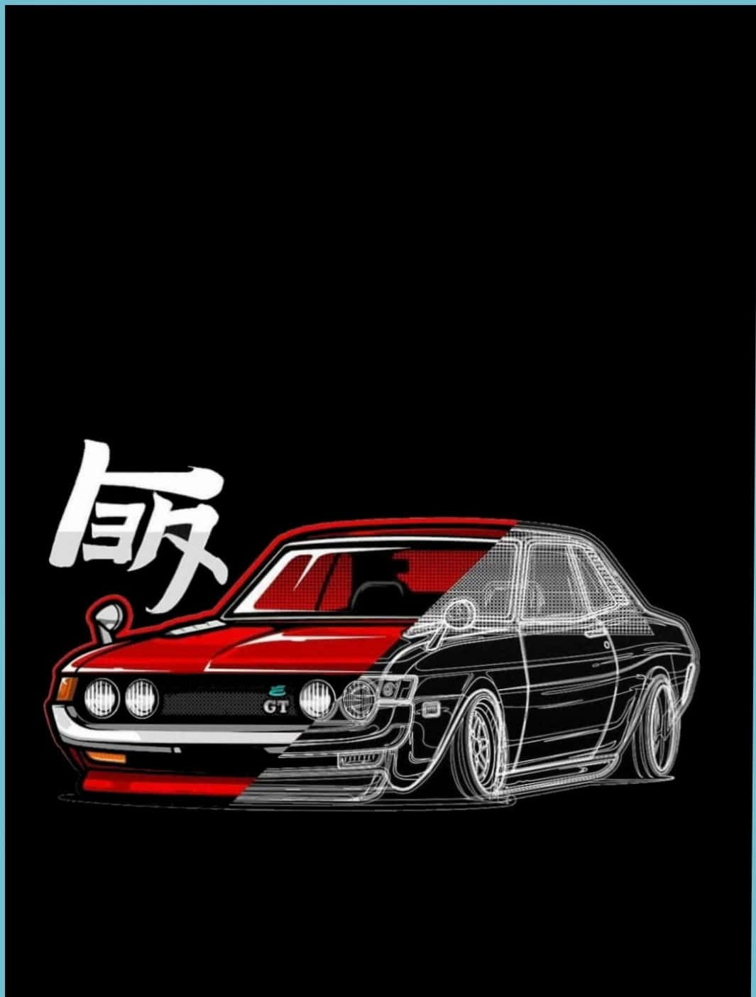 Jdm Art Retro Car Black Red Background