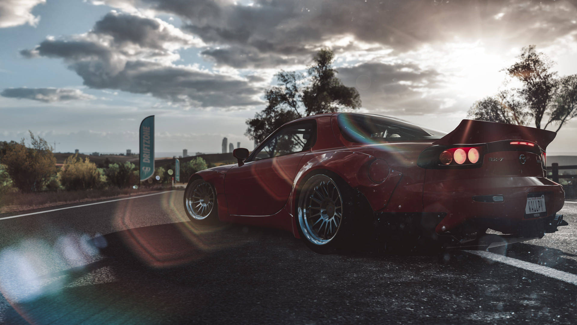 Jdm Car With Cloudy Sky Background