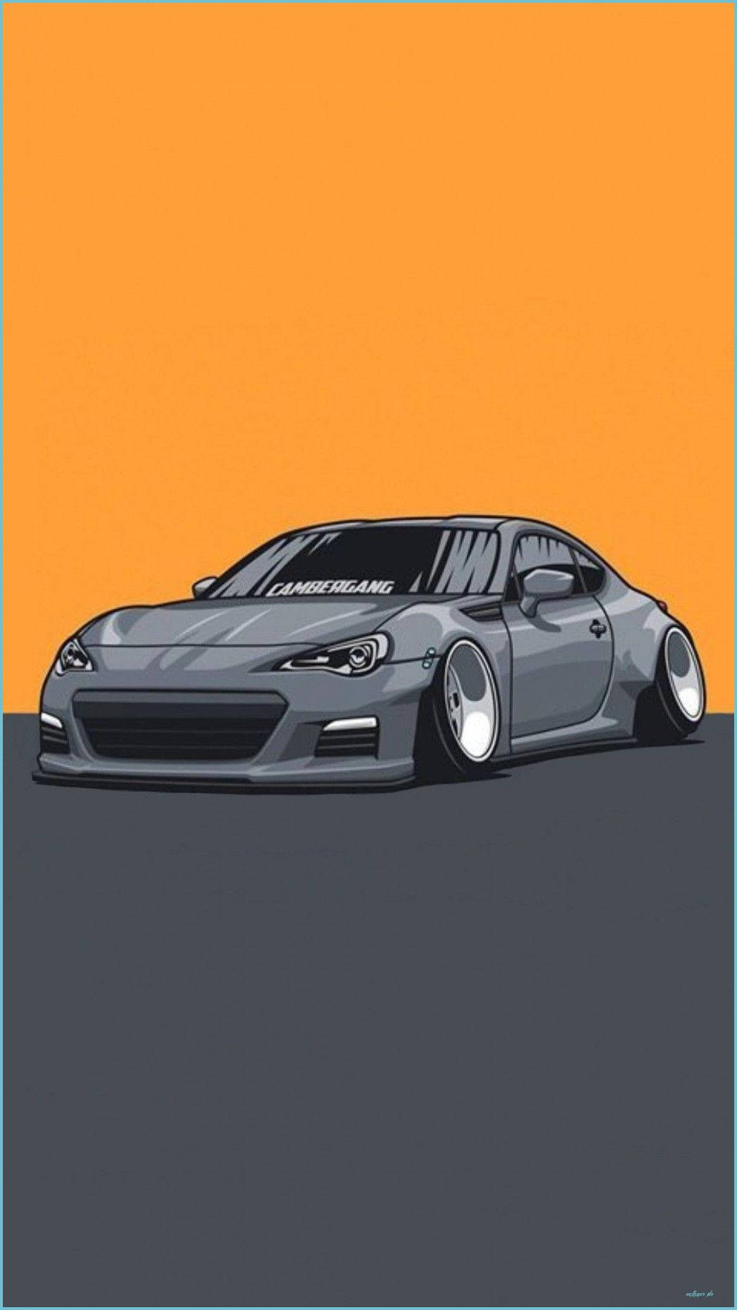 Jdm Car With Orange Background Background