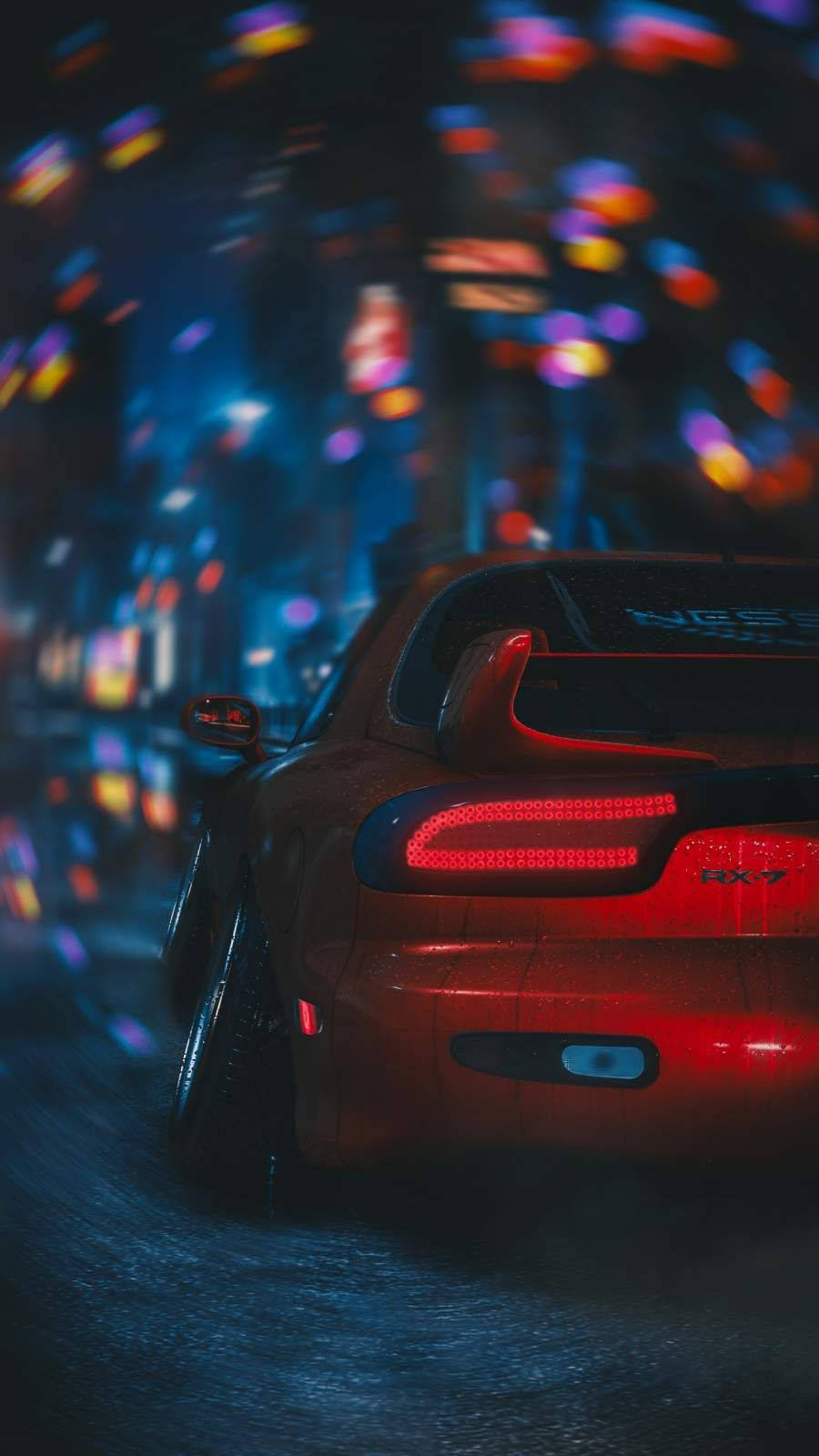 Jdm Cars Aesthetic With Colorful Lights Background