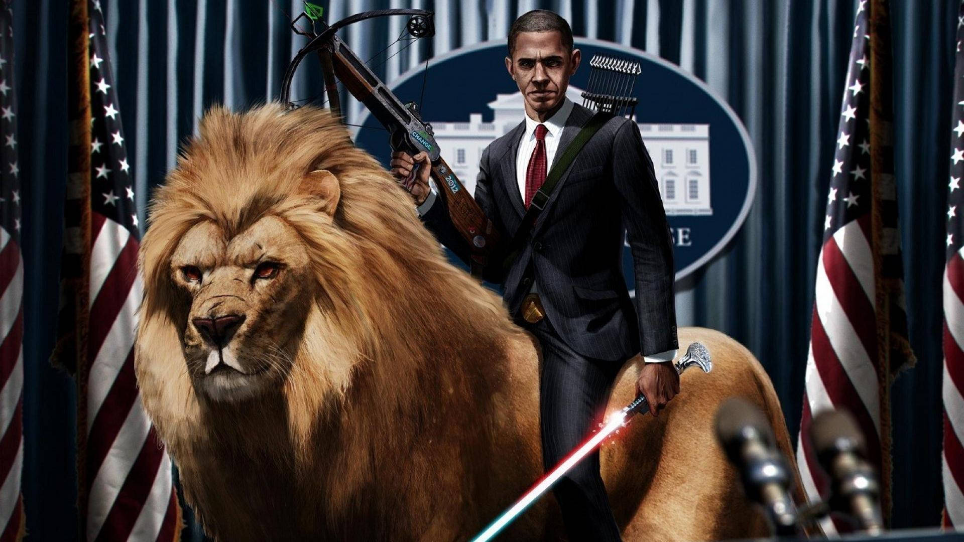 Jedi Barack Obama With Crossbow Background