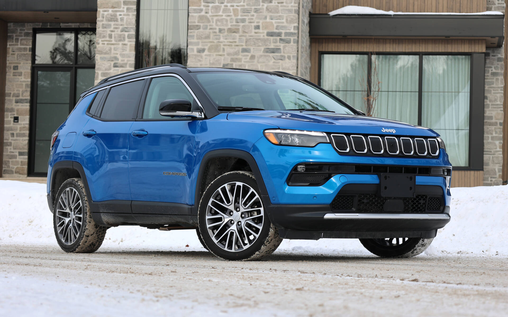 Jeep Compass Blue Aesthetic With Snow Background