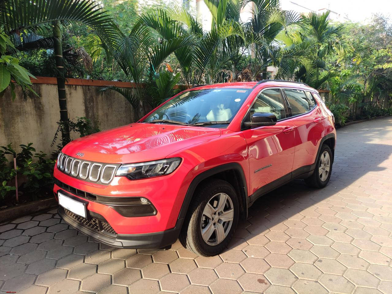 Jeep Compass On Hexagon Tiles Background