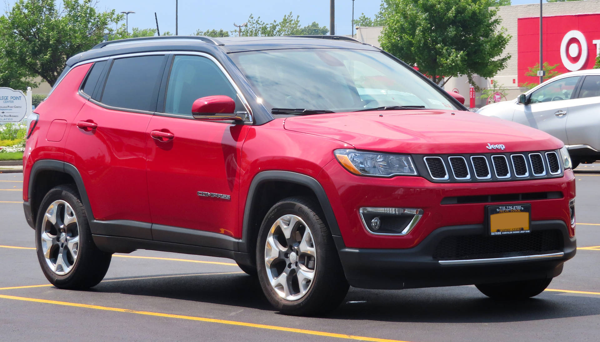 Jeep Compass Red Aesthetic Driving On Road Background