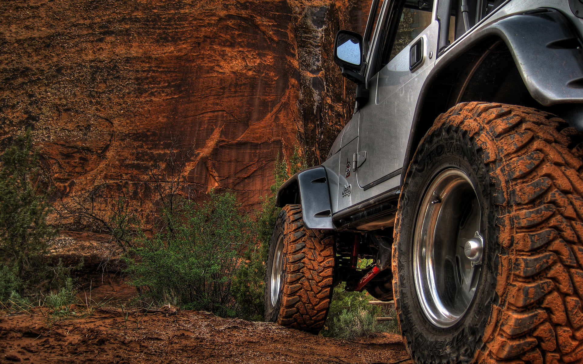 Jeep Wrangler Truck On Mud Background