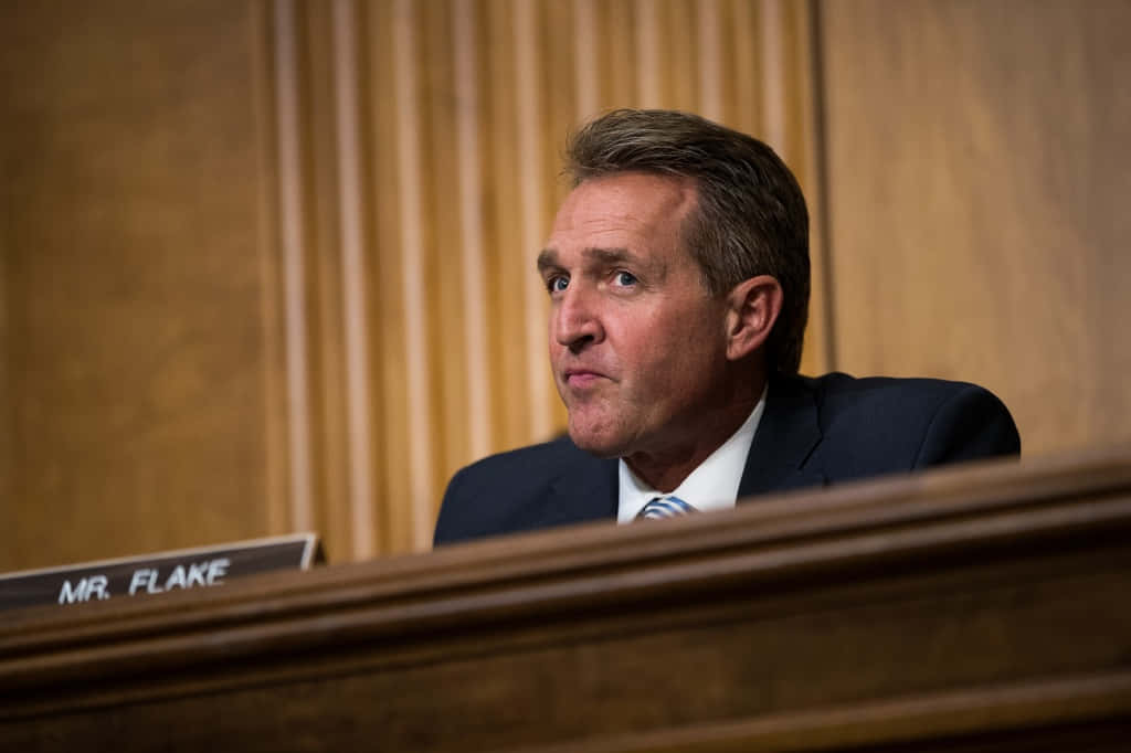 Jeff Flake On Conference Table